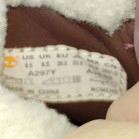 Timberland Womens Pre-owned Grape Leather Fur Lined Winter Boots - sz. 8 1/2 - Picture 7 of 7